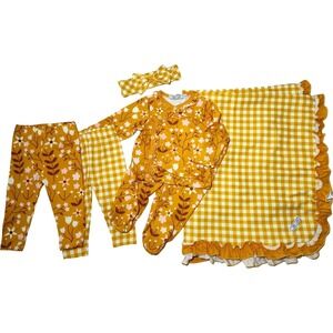 Little Millie 6pc Baby Girl 6m Blanket Outfit Headband Pants Buttercup Floral